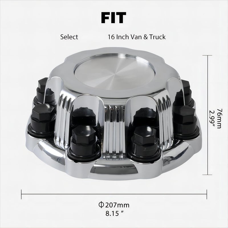 snobli (Set of 4) Chrome Wheel Center Caps 8 Lugs Compatible with Select 16 Inch Van & Truck - Replacement 15039489, 15039488, 9597169, 9597170 - Image 2
